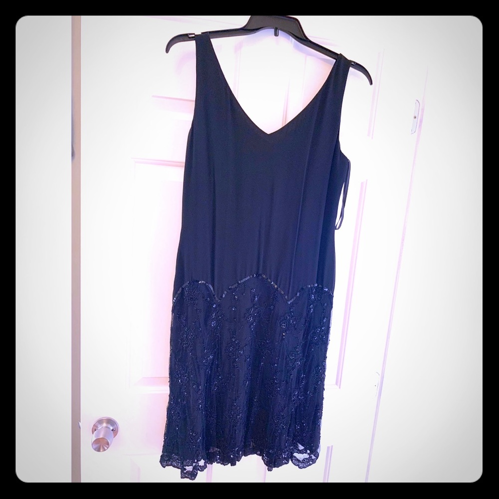 Anne Klein Size 14 Beaded Black Evening Dress